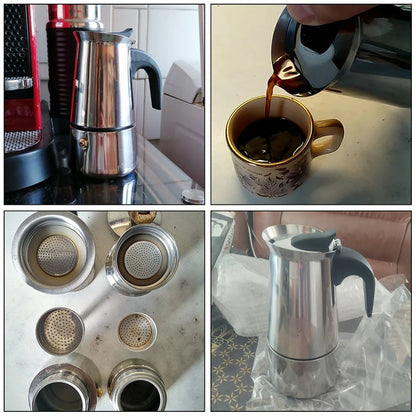 Cafetera Italiana De Acero Inoxidable 9 Tazas