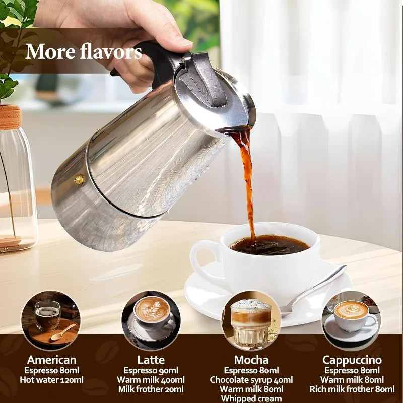 Cafetera Italiana De Acero Inoxidable 9 Tazas